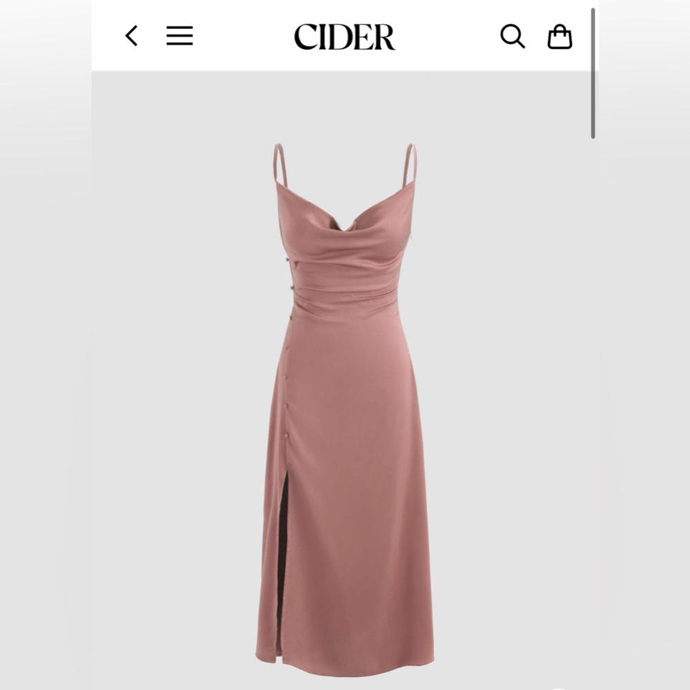 Cowl neck slit midi dress